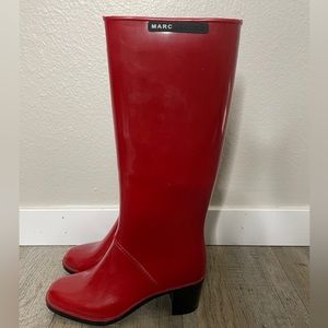 Marc Jacobs Red High Heel Rain Boots Size 8
